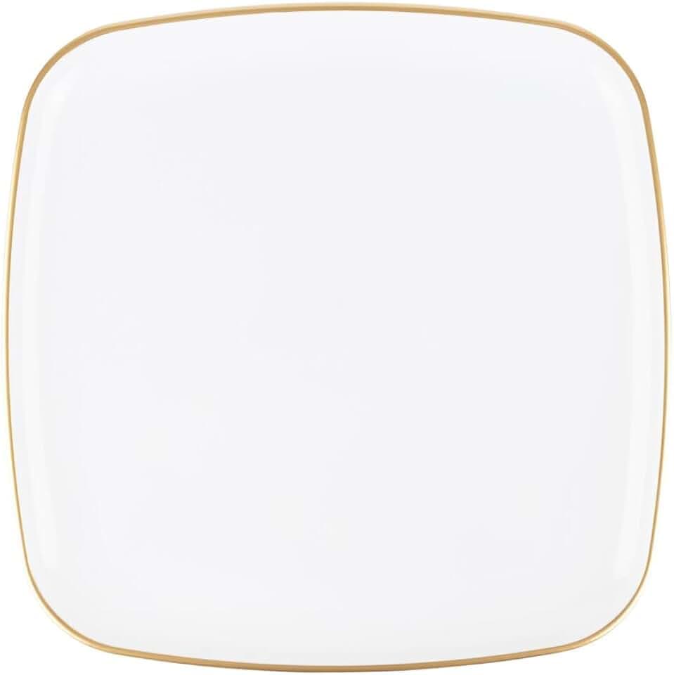 Organic Square Tray with Rim - 14" - White, Plastic, Case Pack of 24 - Buffets, Catering, Parties, Everyday Use