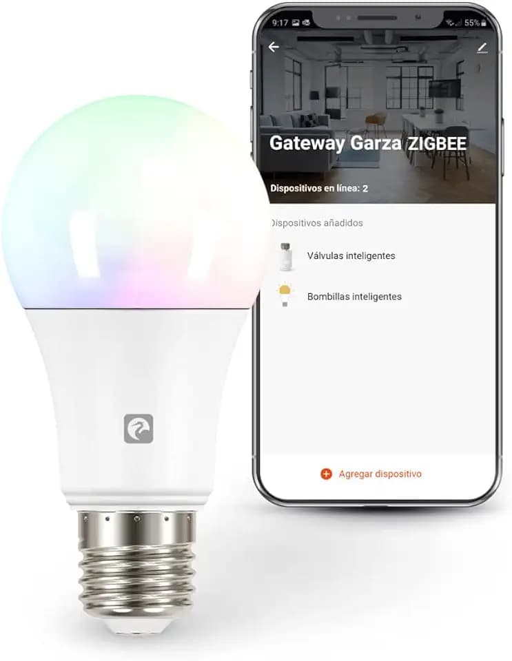 Garza Zigbee A60 11W (75W Glühlampe) E27 Bridge RGB + CCT Dimmbar Programmierbar App- und Sprachsteuerung Alexa/Google 1060 Lumen