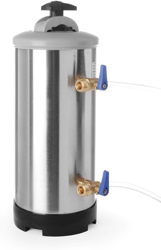 HENDI Wasserenthärter, Hartwasseraufbereitungssystem, Entkalkunganlage, Wassertemperatur von 4-25°C, Wasserdruck 1-8 Bar, Filterkapazität: (20°F/30°F/40°F) 2520/1680/1260, 12L, ⌀185x(H)500mm