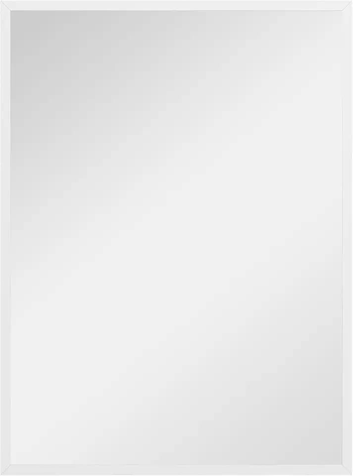 HOMCOM Rechteckiger Wandspiegel, 60 x 80 cm, Rahmen aus weißem Holz, ideal für Badezimmer, Wohnzimmer oder Schlafzimmer