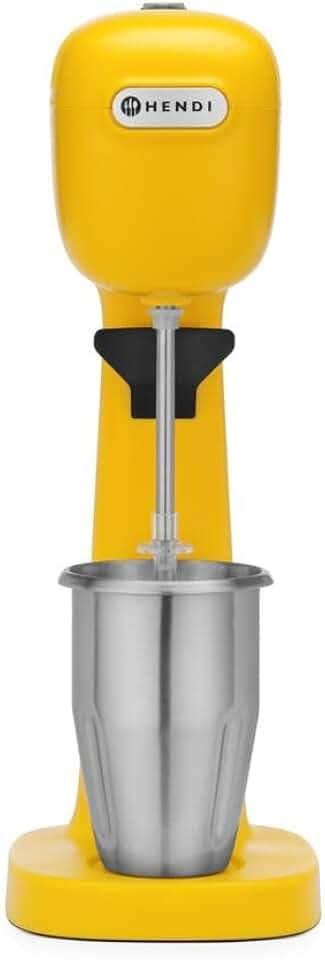HENDI Getränkemixer, inkl. 2 Mischbecher, 4 Rührwerken, für Milchshakes, Freddo Cappuccino, Frappés, Milchshake Maker, Drink mixer, 0,5L, 230V/400W, 170x196x(H)490mm, ABS, Edelstahl, gelb