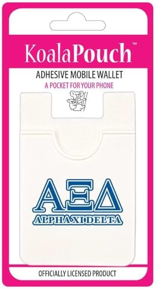 Sorority Shop Alpha Xi Delta - Koala Pouch - Adhesive Cell Phone Wallet with AXiD Greek Letter Design