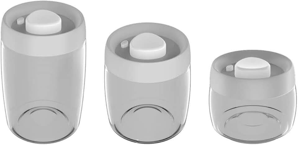 Green Bee Vakuumbehälter 3er Set aus Borosilikatglas, BPA-Frei, Hitzebeständig, Spülmaschinenfest, Gefriergeeignet und Geschmacksneutral (Glas mit Deckel Grau)