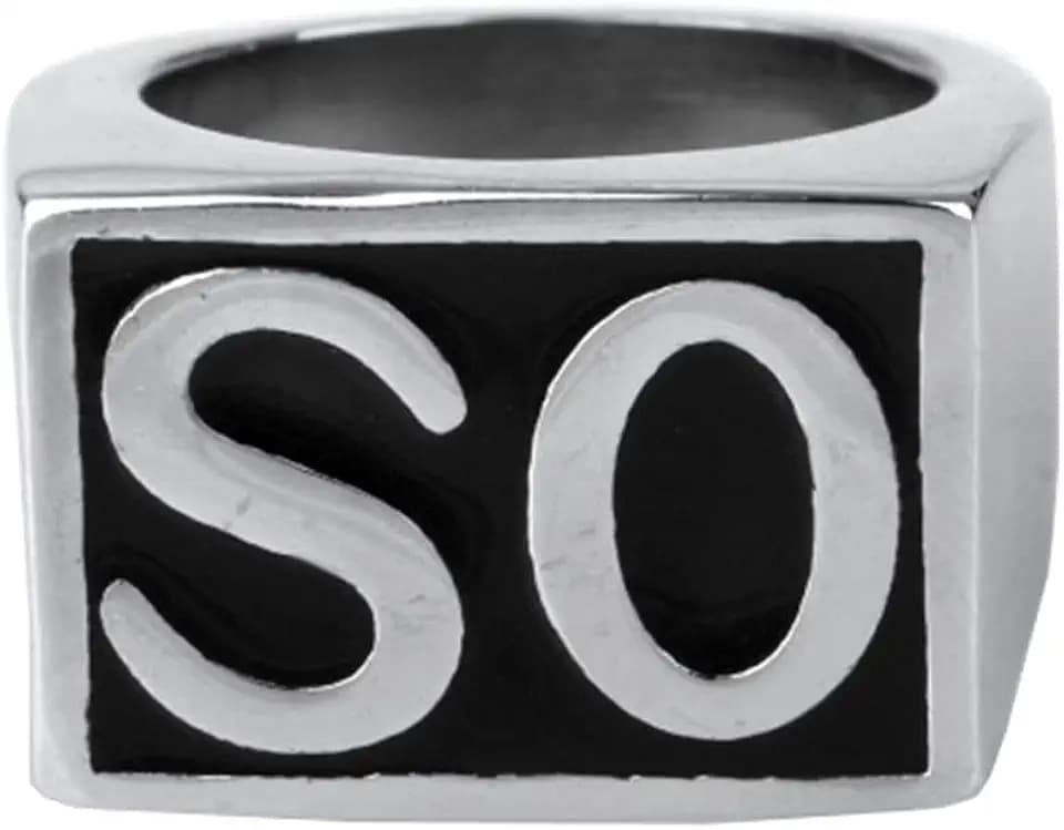 NS SO Rings for Men Biker Stainless Steel Vintage Square Jewelry