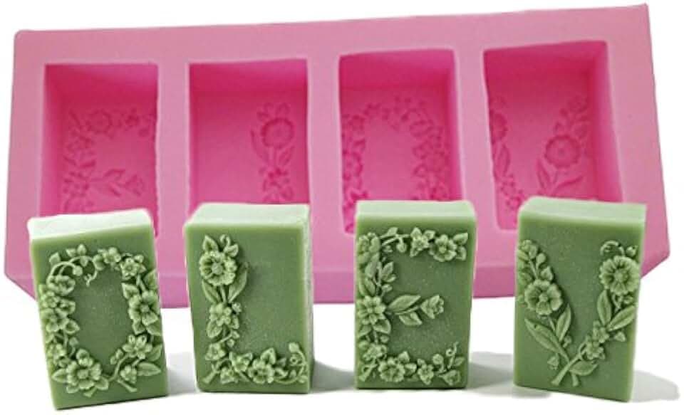 Beauty September DIY, rechteckig, 4 PCS Blumen Handgefertigte Seifenform, Silikon Form für Fondant, Schokolade Kuchen Form Dekorieren, Fondant Backen Werkzeug