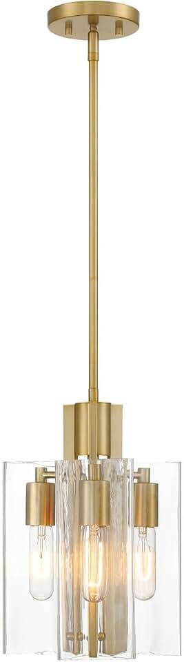 DESIGNERS FOUNTAIN Latitude 3-Lights Pendant Light, 9.5 Inch Hanging Ceiling Fixture for Kitchen Island and Dining Room, Brushed Gold, D279M-9P-BG