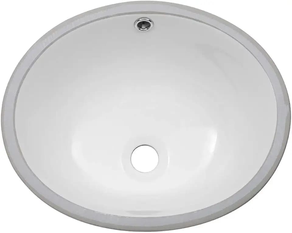 Bathroom Sink Undermount - Sarlai 16 Inch Undermount Oval Sink Pure White Porcelain Ceramic Lavatory Vanity Vessel Sink Basin，Interior Size 14.9" x 13"