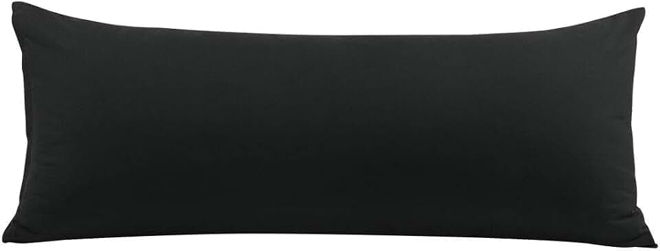 PiccoCasa Körperkissen-Kissenbezug mit Reißverschluss, Serie 1800, gebürstete Mikrofaser, weiche lange Kissenbezüge für Körperkissen, schwarz, 50 x 140 cm