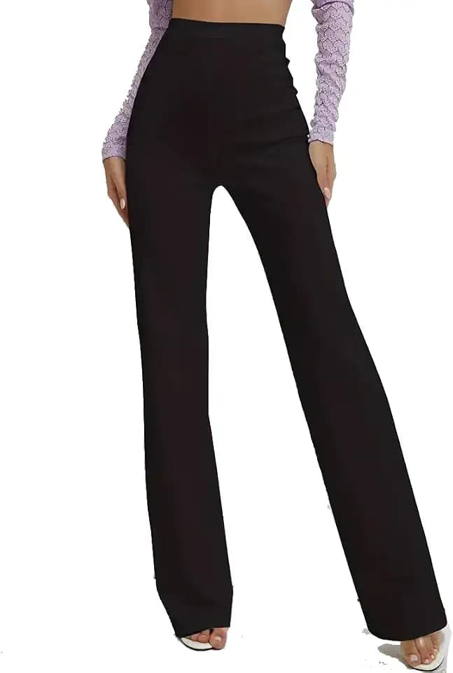 Palazzo Damen-Hose, elastisch, gerades Bein, breit, hergestellt in Italien