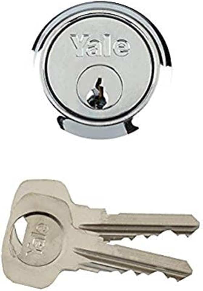 Yale P-X54KP-CH Ersatz-Felgenzylinder, geeignet für 38-57 mm Türen, hohe Sicherheit, 4 Schlüssel im Lieferumfang enthalten, Chrom-Finish, verpackt