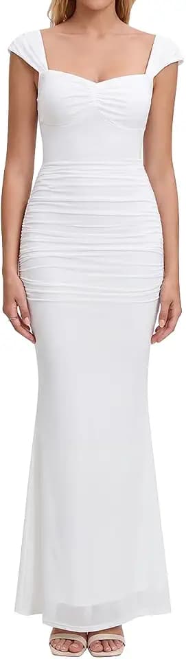 Cap Sleeve Bodycon Maxi Formal Wedding Guest Dress for Women 2026