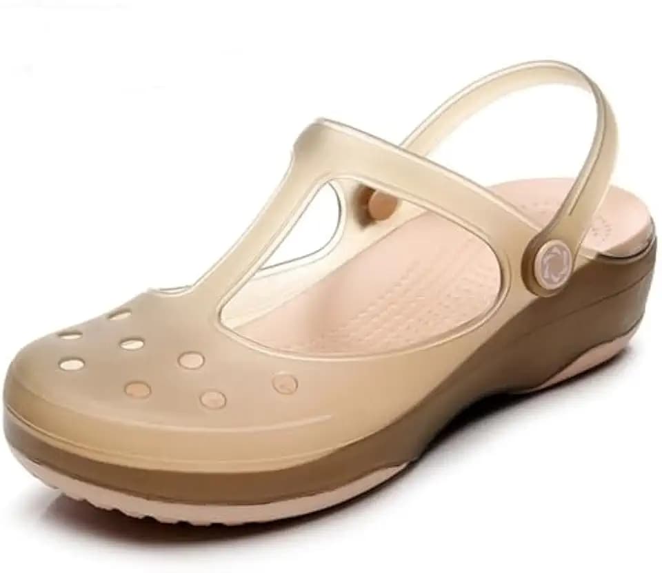 Women's Classic Transparent Solid Color Clogs Comfortable, Soft, and Non Slip Jelly Beach Sandals Outdoor Leisure Water Slippers
