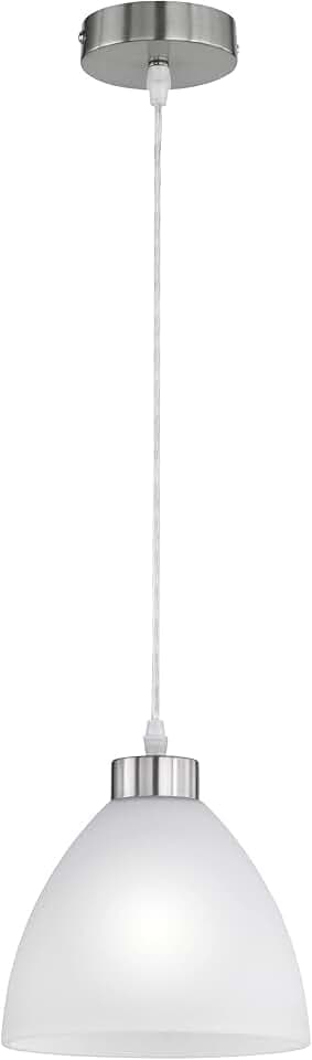 Reality Leuchten Pendelleuchte Dallas R32171007, Metall Nickel matt, Glas opal matt weiß, exkl. 1x E27