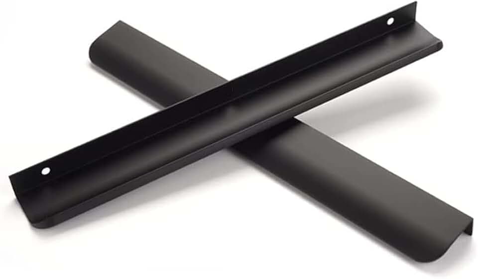 SYZOW 6 Stück 192mm Schwarz Möbelgriffe Schrankgriffe Aluminium,Modernes Küchengriffe Geschwungener Türgriff Verdeckter Schubladengriff Griffe 
