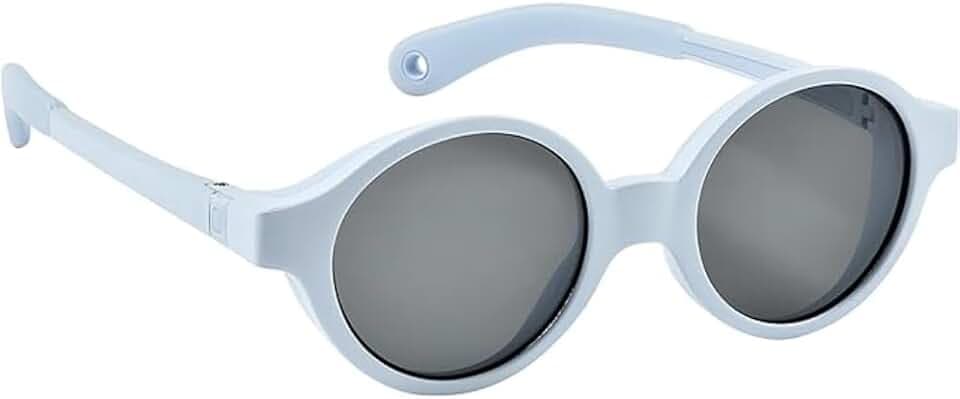 BÉABA, Sonnenbrille für Babys, 9 – 24 Monate, 100% UV-Schutz – CAT 3, seitlicher Schutz, optimaler Komfort, Bügel verstellbar 360°, perlblau