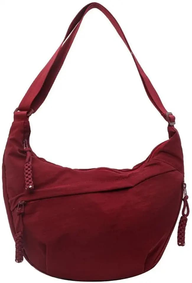 Nylon Crescent Crossbody Bag for Women Shoulder Tote Handbag Casual Sling Bag Dumpling Purse Bag for Outdoor Travel