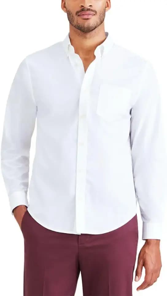 Dockers Mens Classic Fit Long Sleeve Signature Iron Free Shirt with Stain Defender