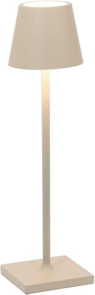 Zafferano, Poldina Micro Lampe, Kabellose, Wiederaufladbare Tischlampe mit Touch Control, Geeignet für Wohnzimmer und Außenbereich, Dimmer, 2200-3000 K, Höhe 27,5 cm, Farbe Sand
