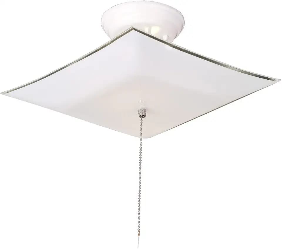 Design House 517805 Traditional 2-Light Indoor Semi-Flush 12 Inch Ceiling Mount Square Frosted White Glass for Bedroom Hallway Kitchen Dining Room, White