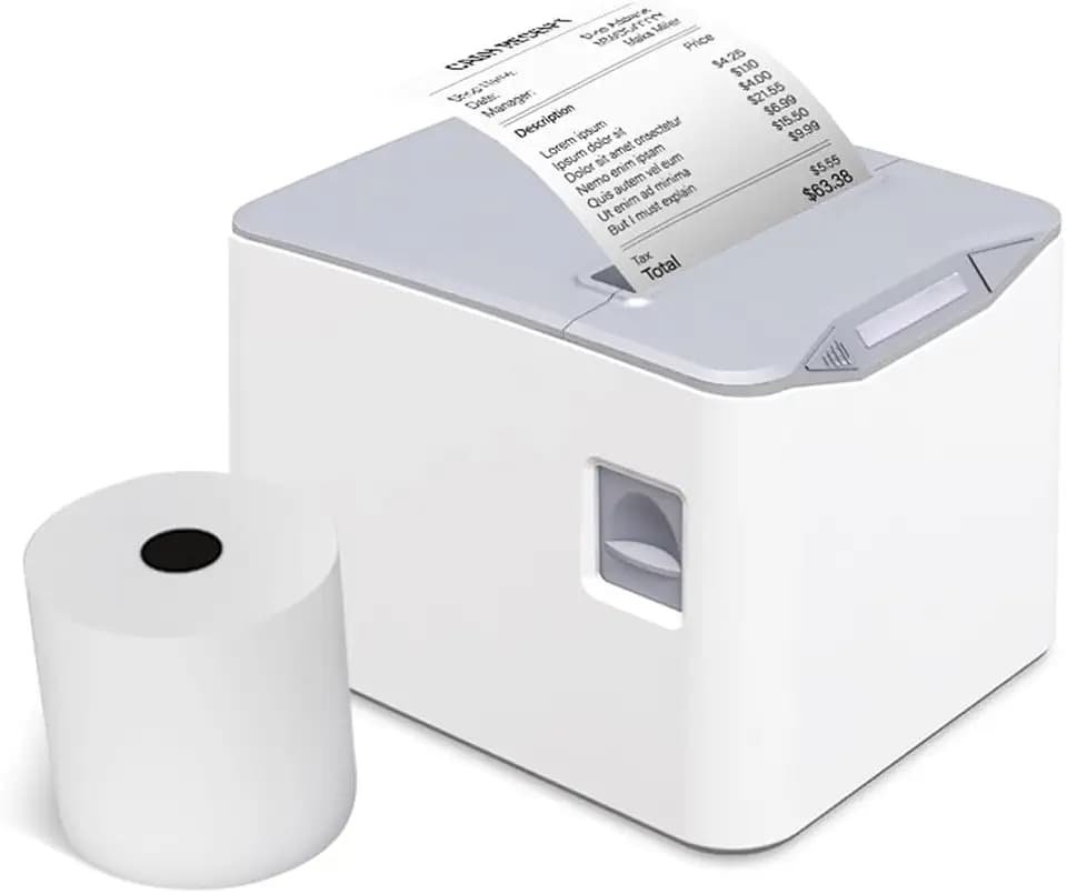 Thermo-Belegdrucker, 80 mm, Desktop-Thermodirektdruck, USB- und LAN-Verbindung, hohe Geschwindigkeit, mit automatischer Schneidevorrichtung, großer Papierbehälter, Unterstützung von ESC/POS