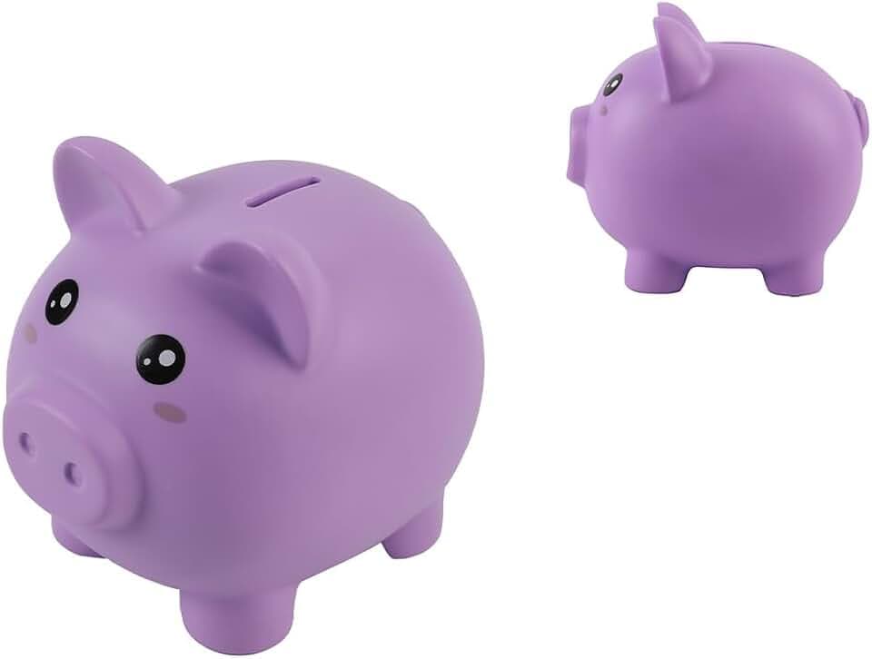 I-TOTAL® - Lustige dekorative Spardose/Münzfach aus robustem Kunststoff (Violet Pig)