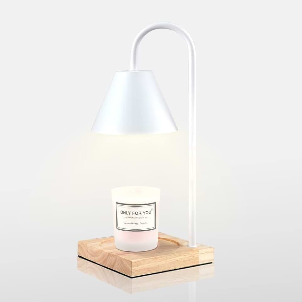 Kerzenwärmer lampe mit Dimmer, Elektrischer Wachswärmer zum Wachsschmelzen mit Holzsockel (weiß)