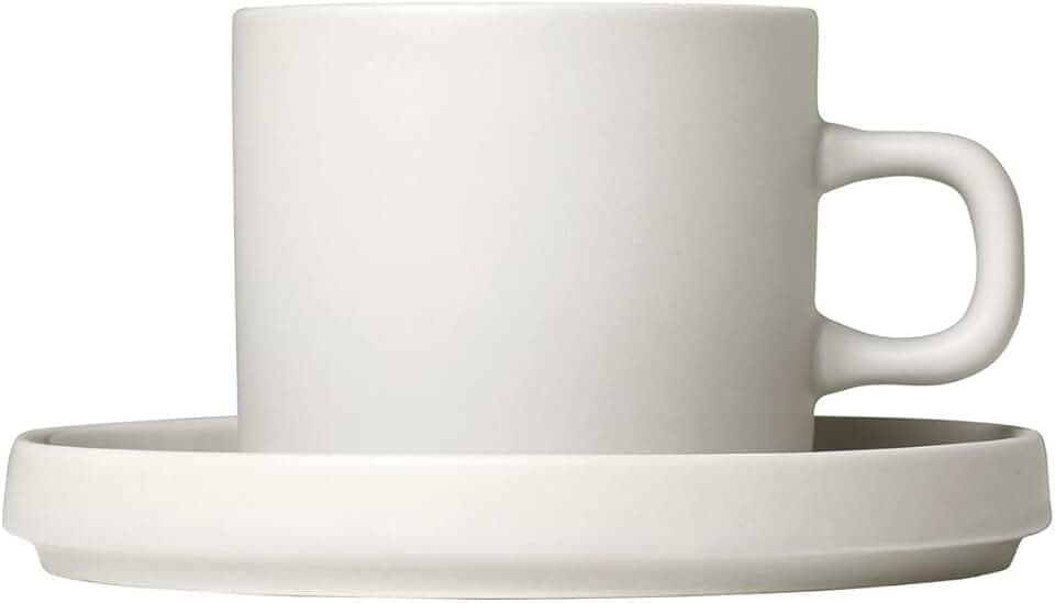 blomus -PILAR- Set 2 Kaffeetassen aus Steingut, Moonbeam, 200 ml Fassungsvermögen, schlichte Eleganz, spülmaschinengeeignet, hochwertige Verarbeitung (H / B / T: 7 x 8 x 11 cm, Moonbeam, 63907)