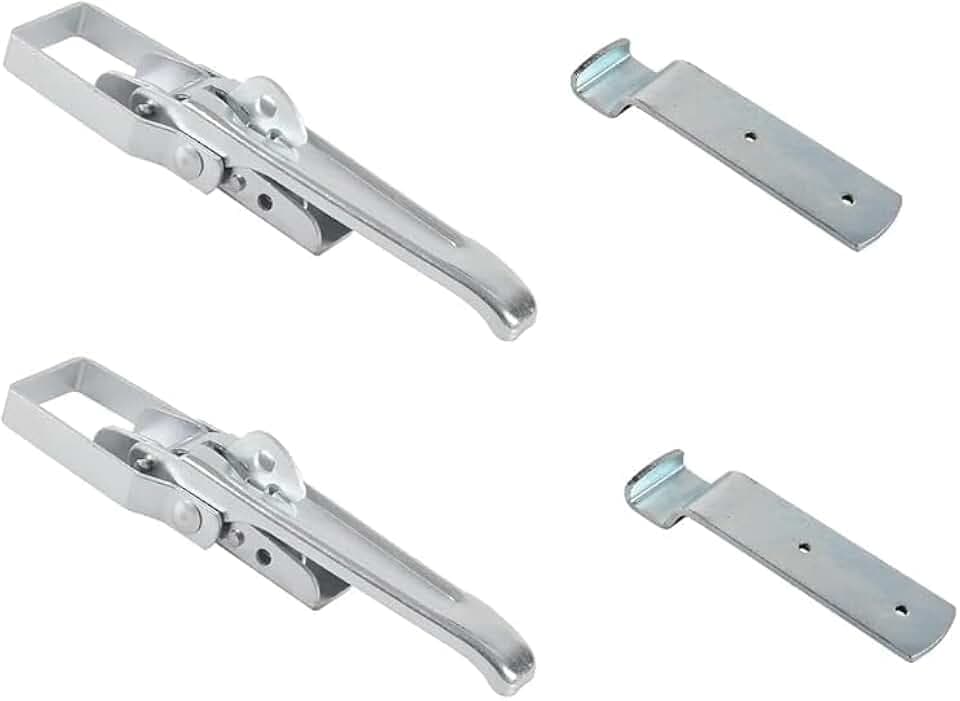 Set komplett Exzenterverschluss Spannverschluss verzinkt 210mm - Bordwand- & Kistenverschluss, Hebelspanner, 1-4 Stück - Anhänger Zubehör (2, silber)