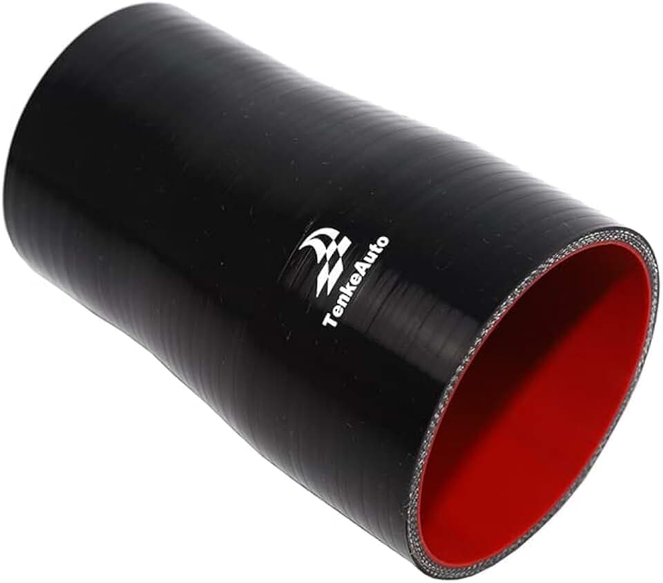 TenKe Universal 6" Length High Temperature 4-Ply Reinforced 3.25"-3.5" ID Straight Reducer Silicone Hose Coupler (Black, 3.25"-3.5")