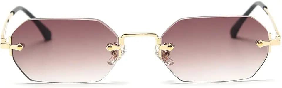 männer rechteckig sonnenbrille rahmenlose sonnenbrille randlos achteckig kleine brillen frauen metall gold polygon blau braun uv400