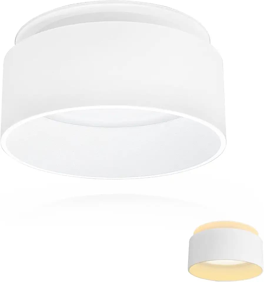 KYOTECH LED Deckenstrahler mit indirektem Licht inkl. 5W austauschbar LED Modul Warmweiß 3000K 400LM Aufbauspot LED Einbaustrahler Rund Weiß Einbau Design Spot 30mm extra flach mit großer Leuchtfläche