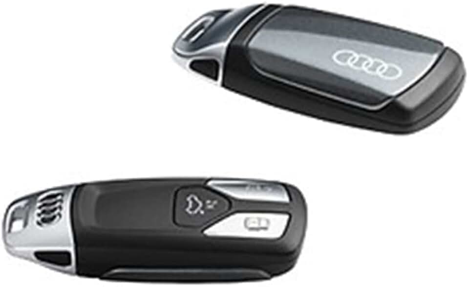 Audi 8W0071208BZ7S Schlüsselblende Cover, mit Ringe Logo, nur für Schlüssel 4M0959754 8W0959754 8S0959754 *mit* Chromspange (daytonagrau)