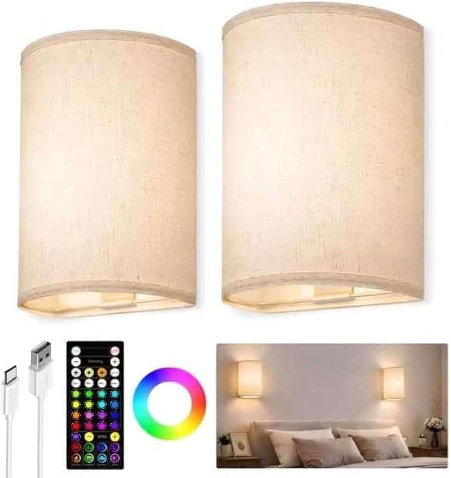 EZVALO Battery Operated Wall Sconce Set of Two with Remote, Wall Lights