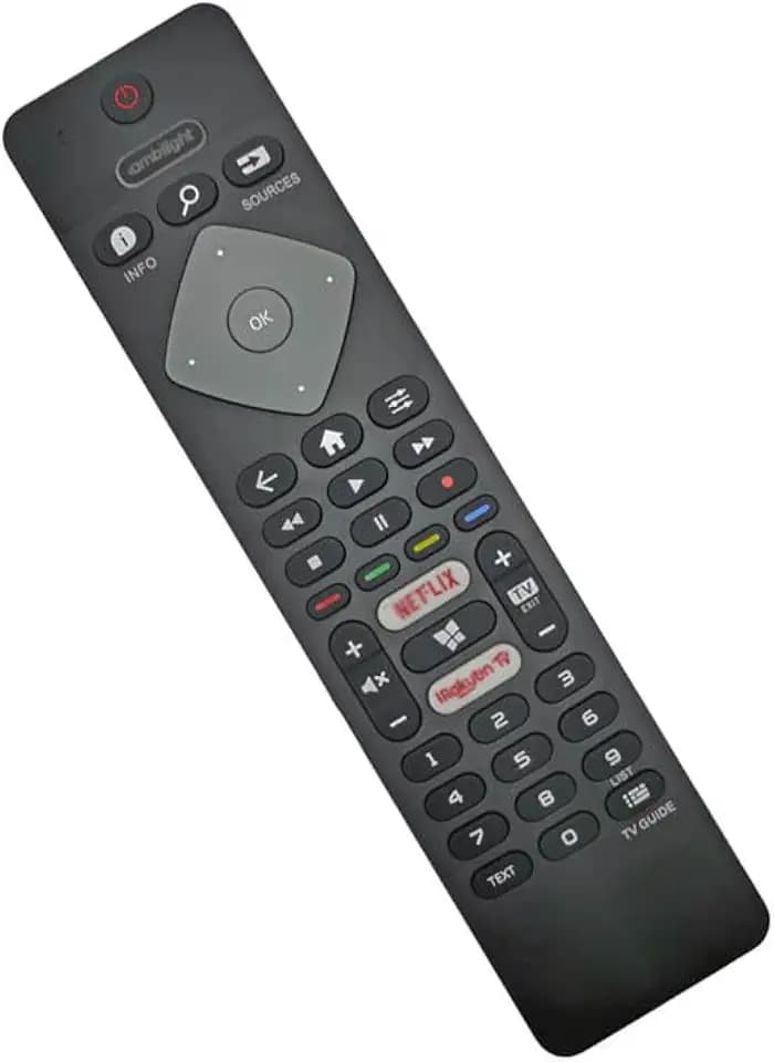 YQZBTX Fernbedienung für Philips 4K UHD HDR Smart TV mit Ambilight - Universal, 40 Tasten, Hochfrequenz, 10 Meter Reichweite