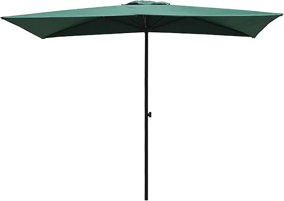 8ft X 4ft Half Rectangular Outdoor Patio Umbrella With Adjustable Height For Wall, Apartment, Balcony, Deck, Porch(Dark green)
