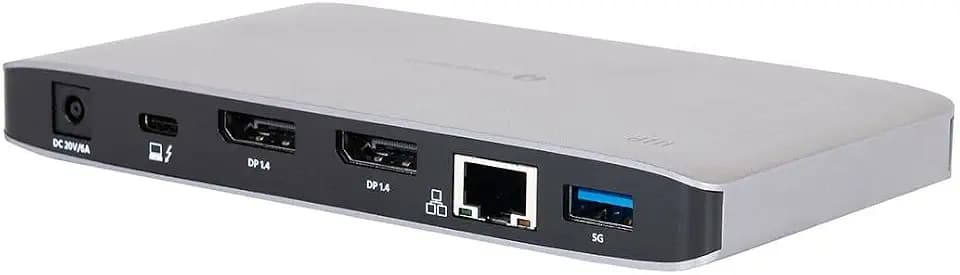 Monoprice Thunderbolt 3 Dual DisplayPort Docking Station - With USB-C MFDP Support FOr Non-Thunderbolt 3 Devices, 60 Watts Power Delivery, 10/100/1000Mbps Data Transfer Speeds, Silver