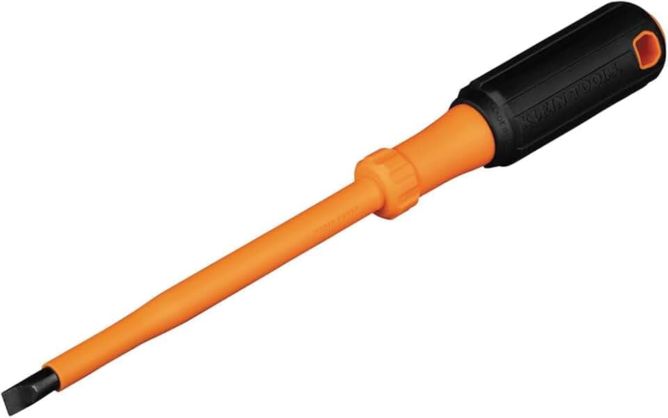 Klein Tools 6866INS Insulated Screwdriver, Made in USA, 1000V 5/16-Inch Cabinet Tip, Screwdriver with 6-Inch Shank, Tip-Ident, Cushion-Grip Handle