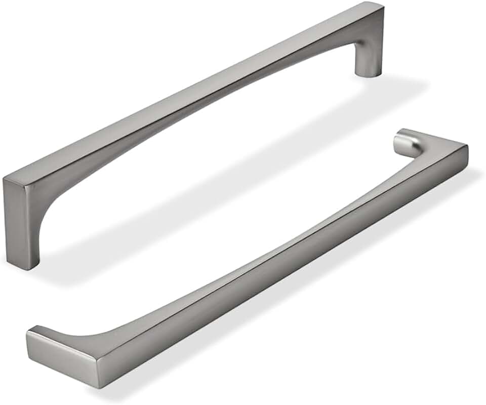 khtumeware 2 Pack Solid Handles 10-Inch(256mm) Brushed Nickel Cabinet Pulls,Heavy Duty for Kitchen Cabinets, Cupboards, Drawers and Bathroom Hardware