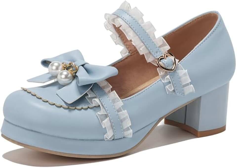 Seborluys Women's Lolita Shoes Kawaii Pumps Platform Lolita Heels with Bow
