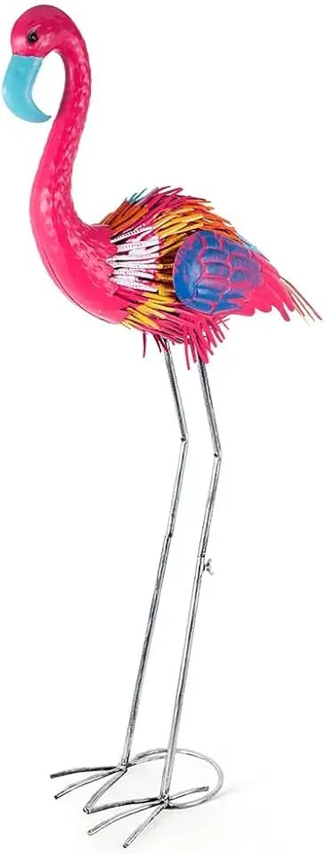 37" Flamingo Garden Statue,Outdoor Metal Birds Sculptures