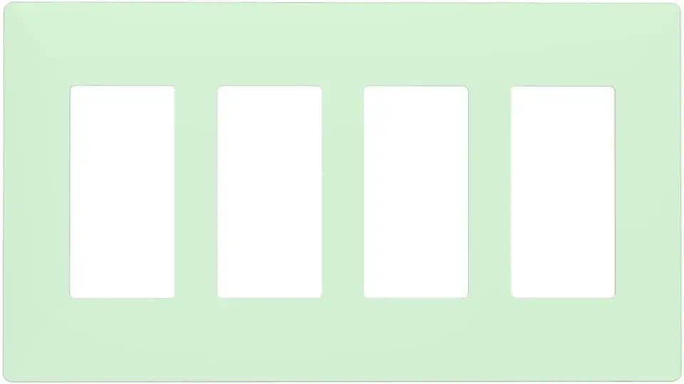 Green 4 Gang Quad Rocker/GFCI/Decorator Light Switch Cover Plate Decorative Electric Faceplate Decorative Switchplate Screwless