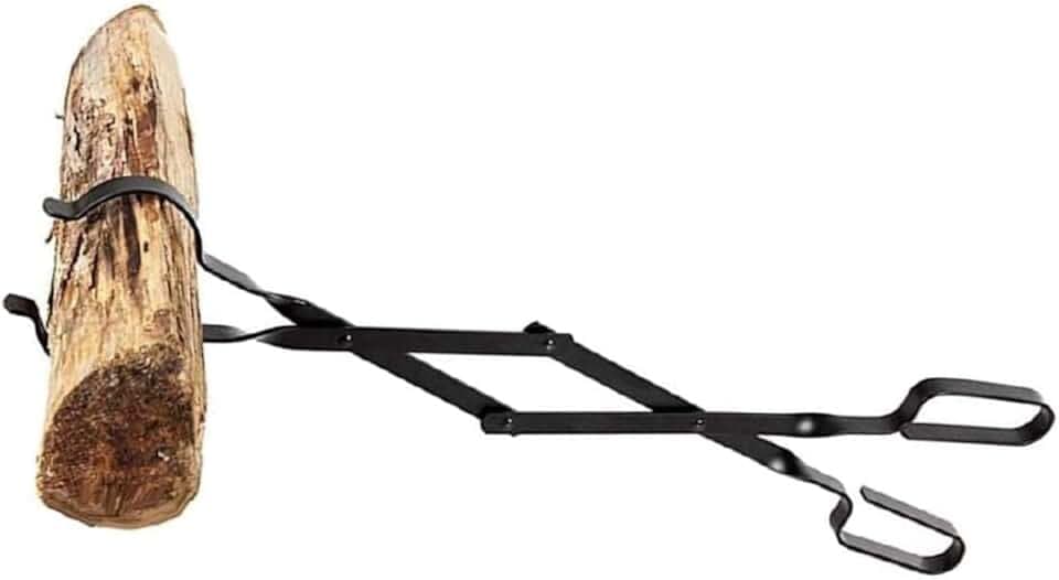 Rocky Mountain Goods Firewood Tongs - Reinforced Wrought Iron for Extra Strength - 26” - Grabber for up to 12” Thick Logs - Log - Rust Resistant Finish for Indoor/Outdoor Use (1)
