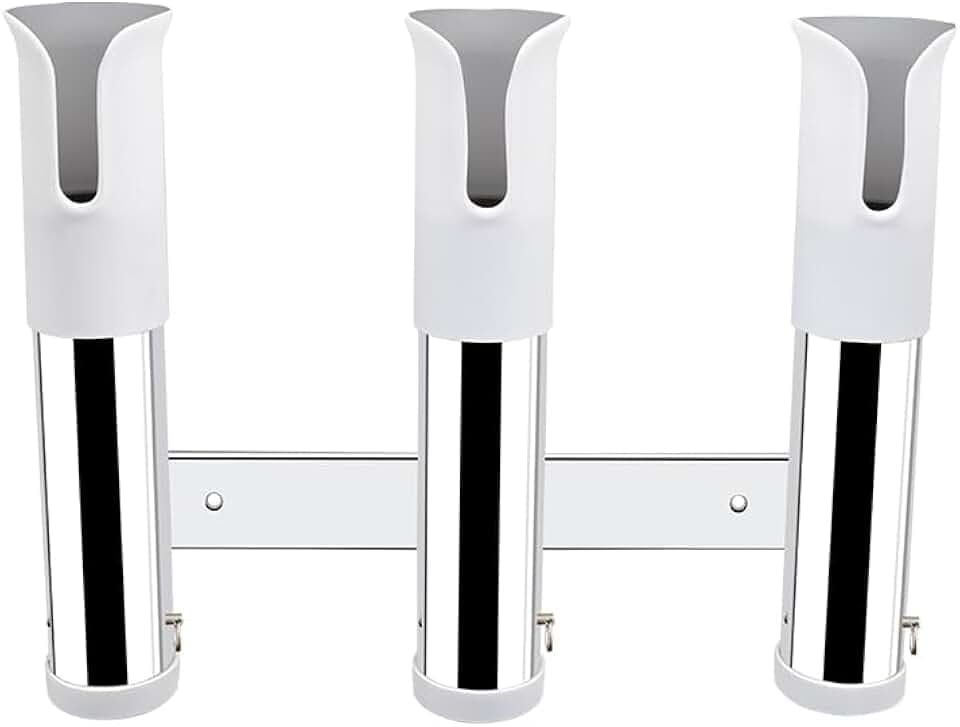 3 in 1 Tube Fishing Rod Rack, 316 Stainless Steel Side Mounted Rod Holder Bracket, Adjustable Fishing Rod Pod, 3 Tube Links Fishing Pole Holder for for Boat Truck Ship Yacht and More