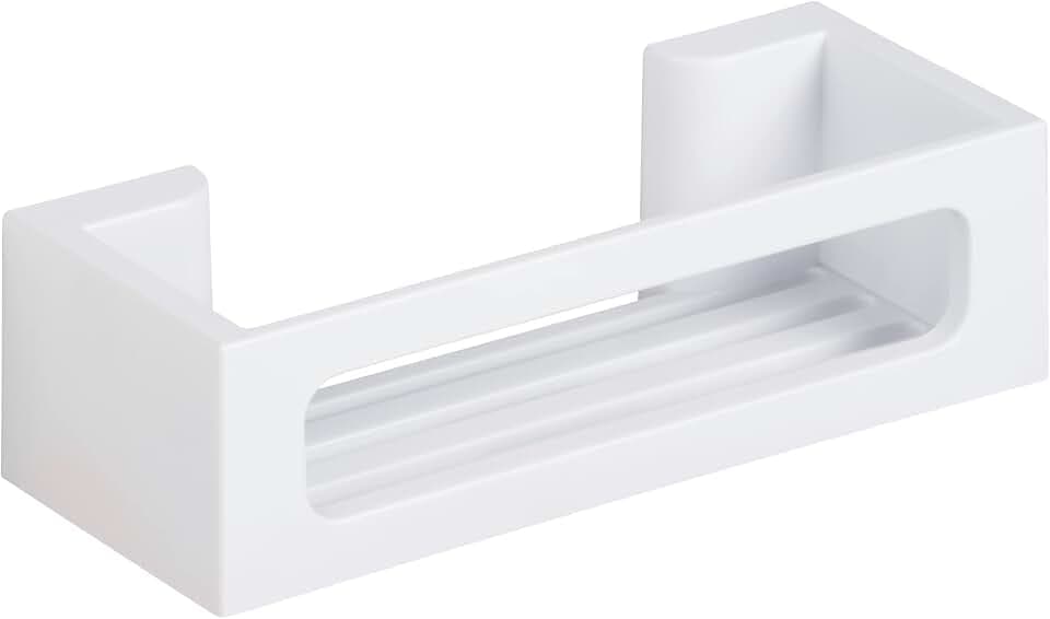 WENKO Turbo-Loc® Wandablage Bralia, Bad-Ablage aus Kunststoff, Befestigen ohne Bohren, tiefes Körbchen für sicheren Stand von Shampoo und Duschgel, für Bad & Dusche, 30 x 8,5 x 12 cm, Weiß
