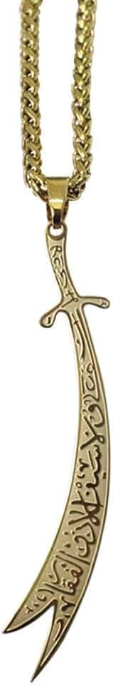 ZKDC Muslim Ali zulfiqar sword stainless steel 60cm chain necklace islamic jewelry