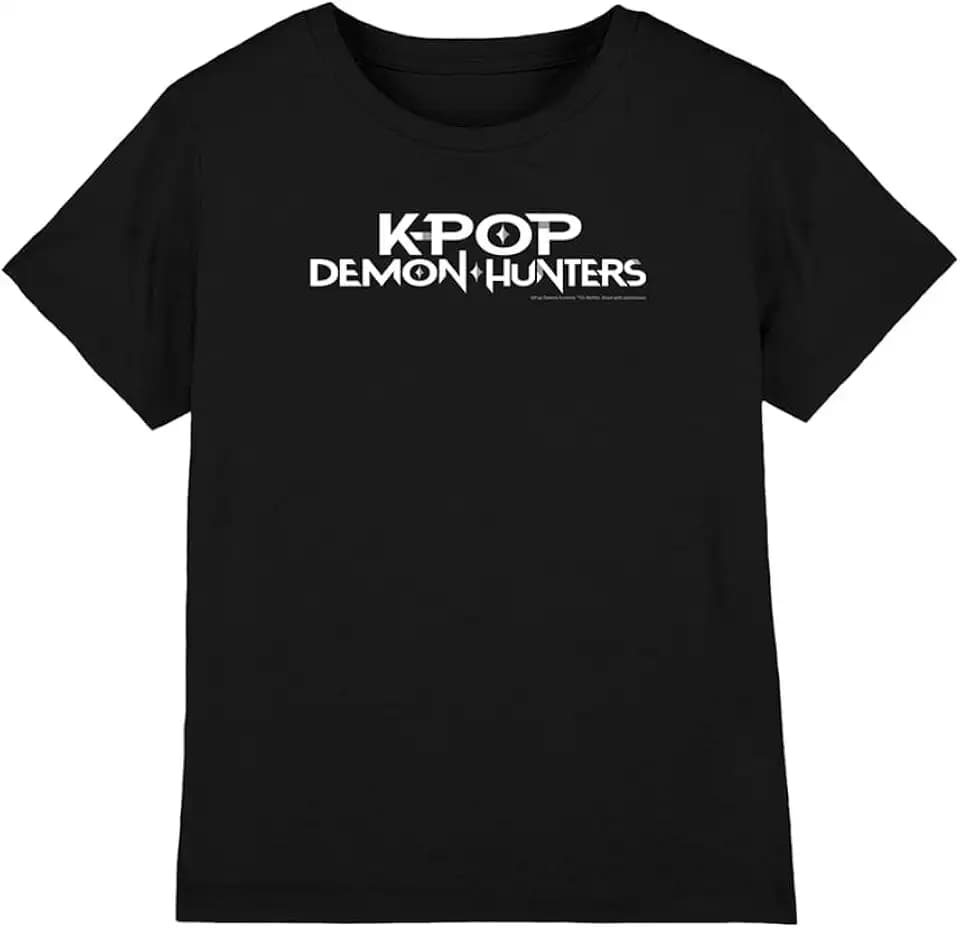 KPop Demon Hunters Unisex Kinder K-pop Demon Hunters - White Logo Kids T Shirt, Black T-Shirt
