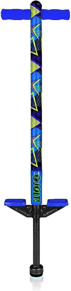Flybar Jolt Pogo Stick for Kids, Perfect for Beginners w/Foam-Covered Metal Frame, Handles & Padding, Non-Slip Foot Pads, Wide Tip, Outdoor Active Play Toy for Boys & Girls, Ages 6+, Geo