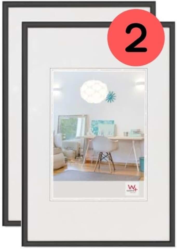 walther design Bilderrahmen schwarz 30 x 40 cm Doppelpack, New Lifestyle Kunststoffrahmen KV040BD