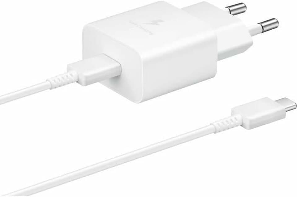 Samsung 15 Watt USB Type-C Schnellladeadapter, Ladegerät mit Datenkabel, Weiß
