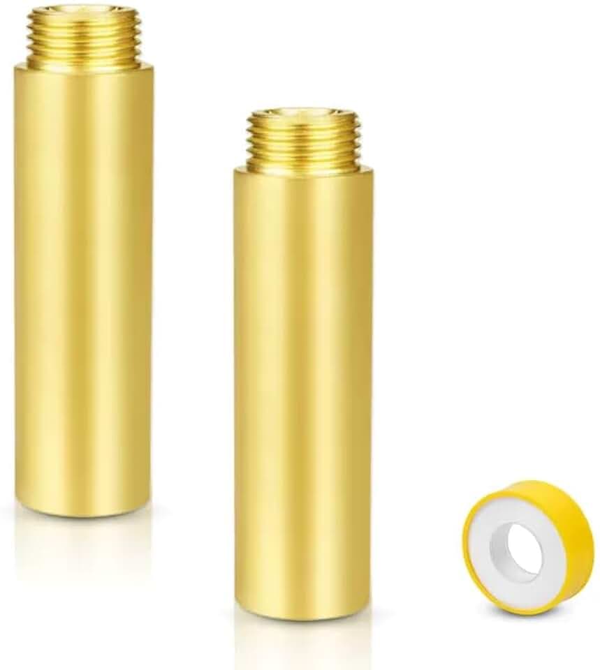 2 Stück Messing Hahnverlängerung 1/2 Zoll x 80 mm, 1/2" IG x 1/2" AG